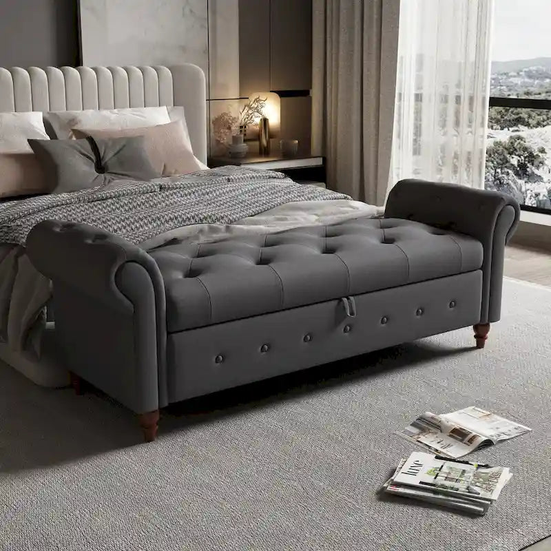 63  Bed Bench Entryway Storage Bench for Living Room Bedroom