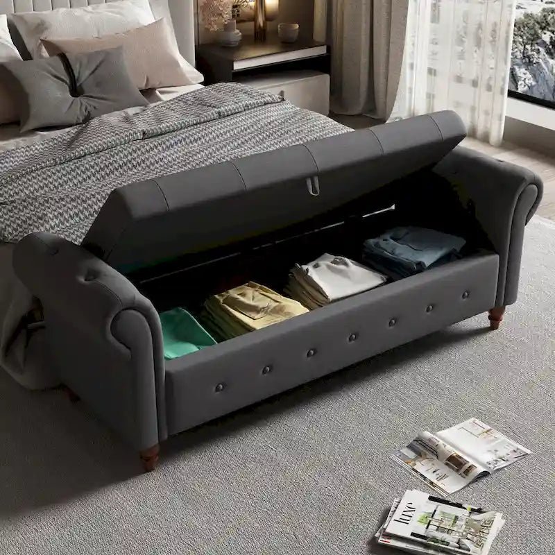 63  Bed Bench Entryway Storage Bench for Living Room Bedroom