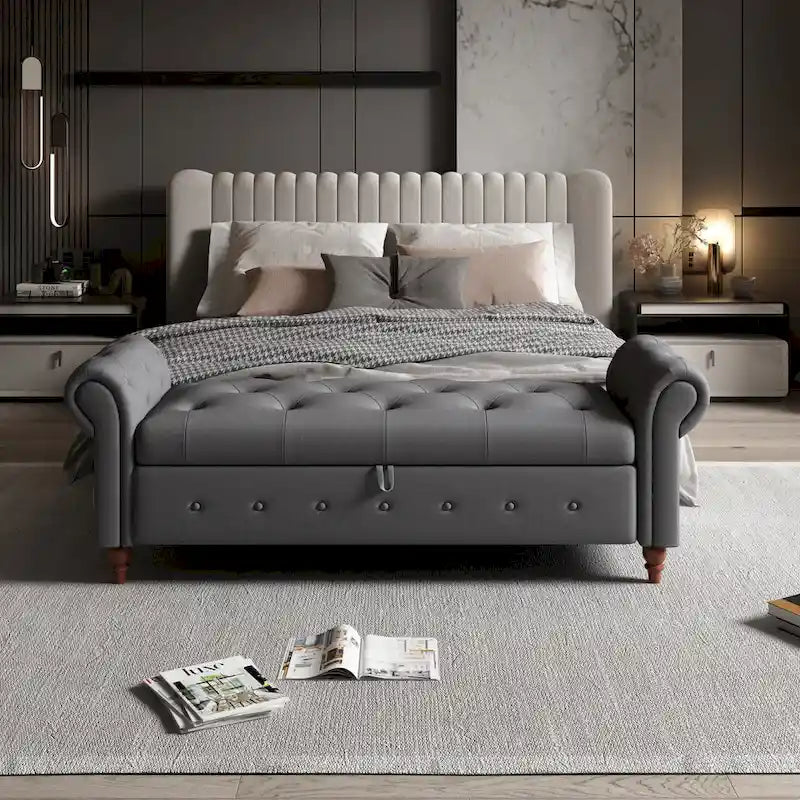 63  Bed Bench Entryway Storage Bench for Living Room Bedroom