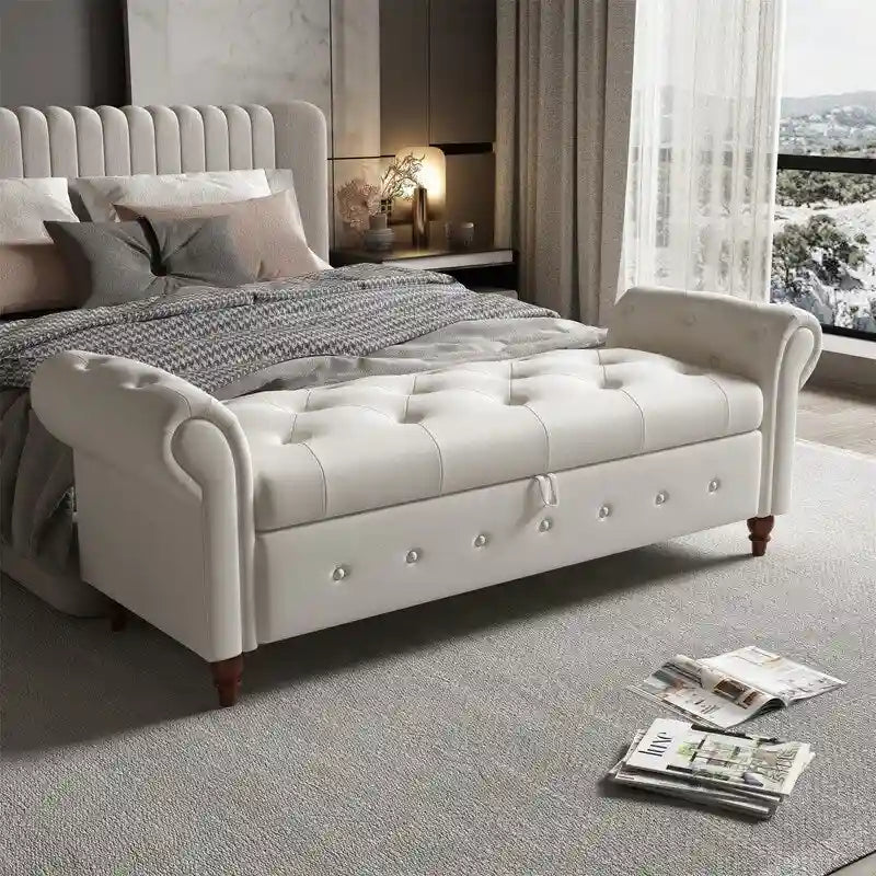 63  Bed Bench Entryway Storage Bench for Living Room Bedroom