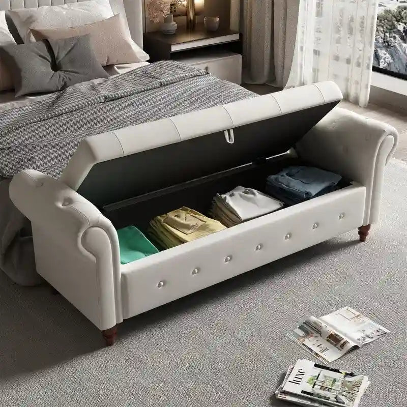 63  Bed Bench Entryway Storage Bench for Living Room Bedroom