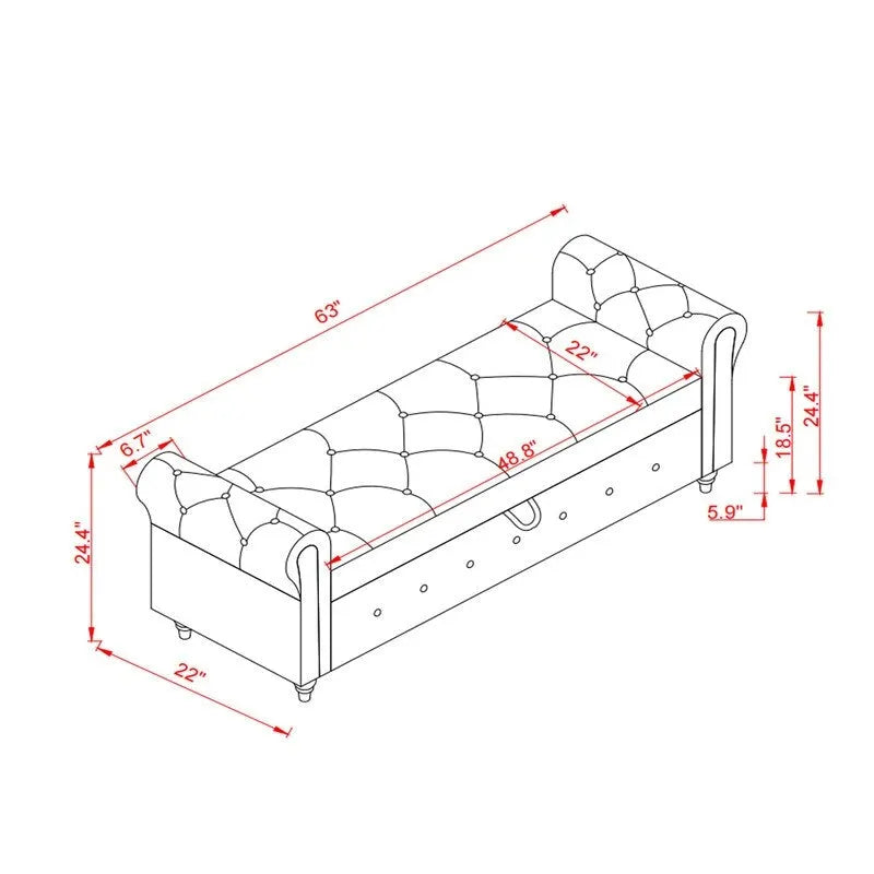63  Bed Bench Entryway Storage Bench for Living Room Bedroom