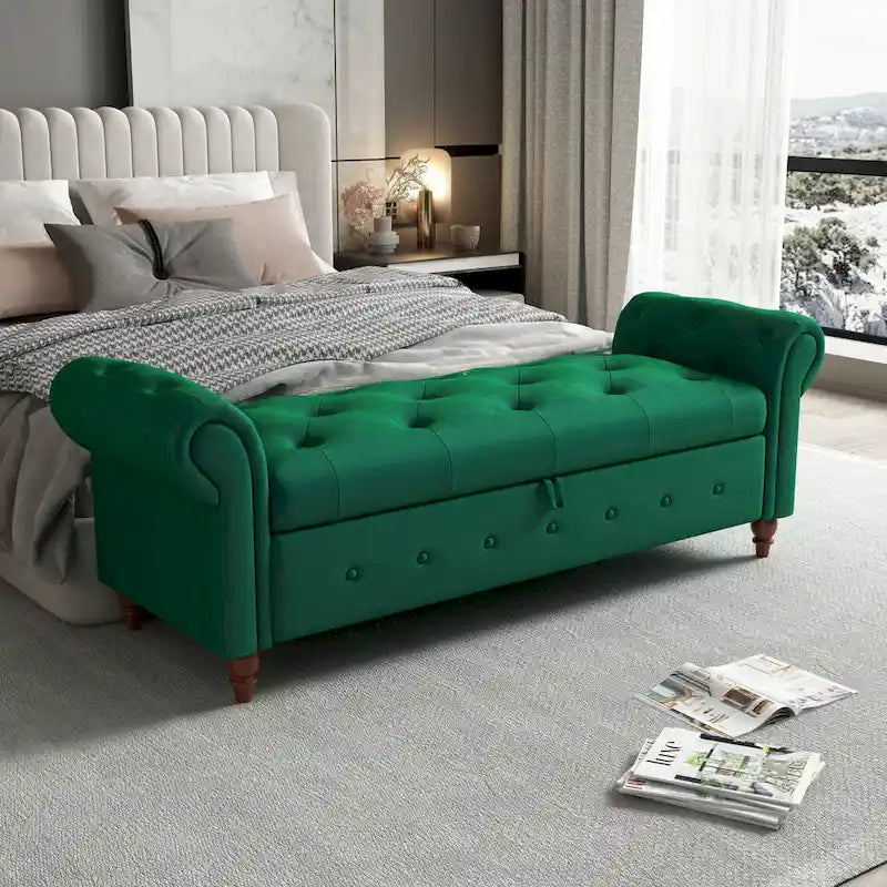 63  Bed Bench Entryway Storage Bench for Living Room Bedroom