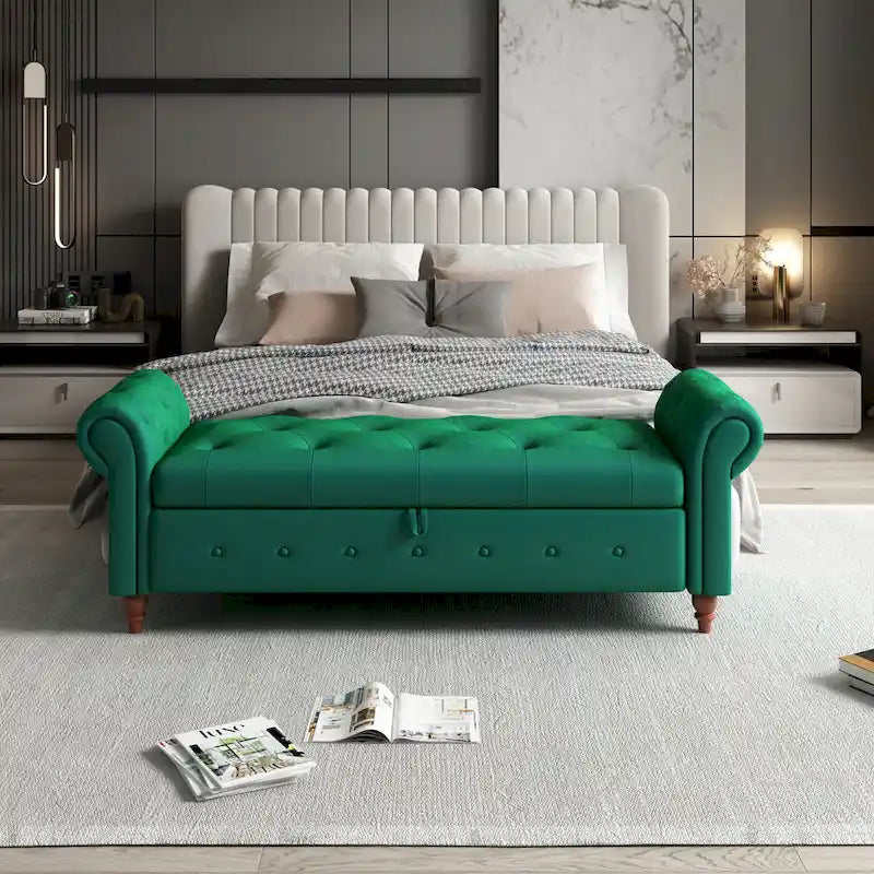 63  Bed Bench Entryway Storage Bench for Living Room Bedroom