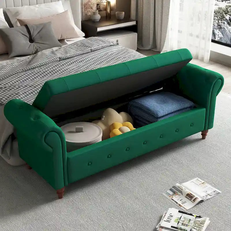 63  Bed Bench Entryway Storage Bench for Living Room Bedroom