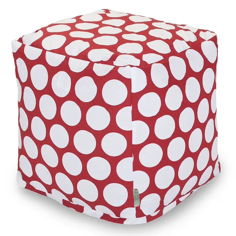 Majestic Home Goods Large Polka Dot Indoor Ottoman Pouf Cube - Small