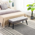 Kipp Velvet Upholstered Button Tufted Bench Ottoman