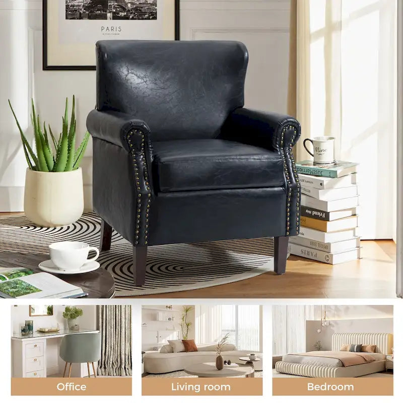 Levi Vegan Transitional Armchair with Rolled Arms Set of 2