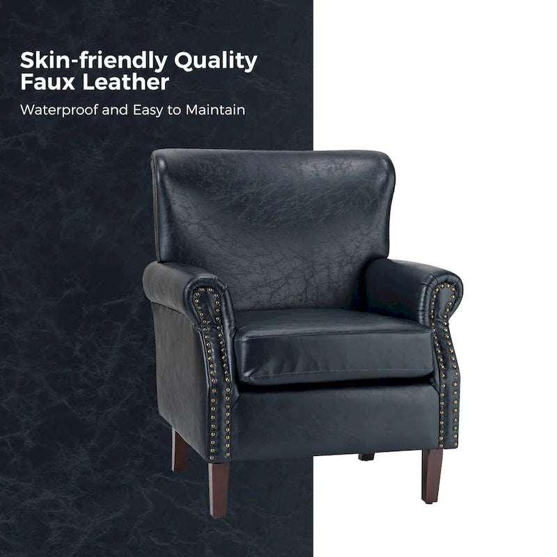 Levi Vegan Transitional Armchair with Rolled Arms Set of 2