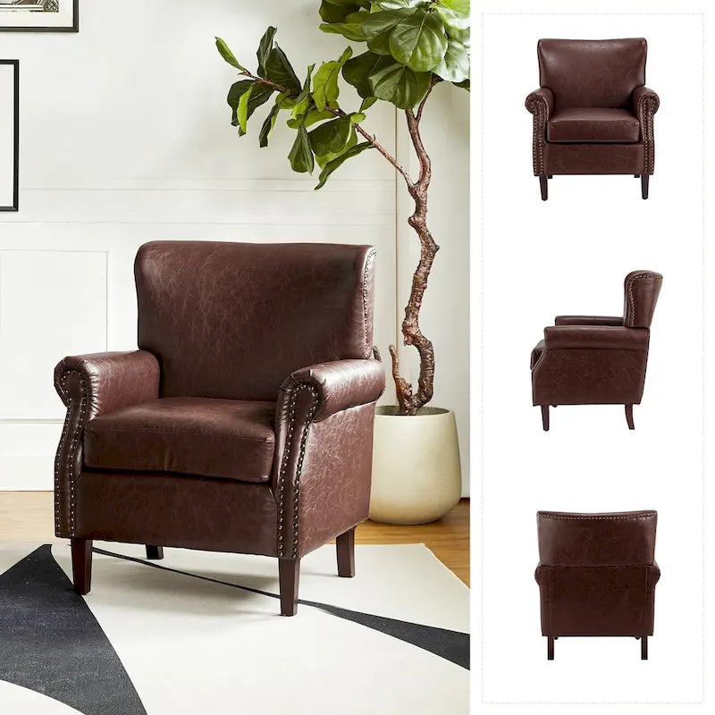 Levi Vegan Transitional Armchair with Rolled Arms Set of 2