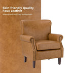 Levi Vegan Transitional Armchair with Rolled Arms Set of 2