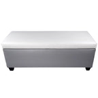Mid Century Modern Grey Faux Leather Storage Bench Ottoman