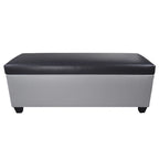 Mid Century Modern Grey Faux Leather Storage Bench Ottoman