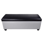 Mid Century Modern Grey Faux Leather Storage Bench Ottoman
