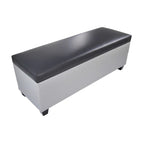 Mid Century Modern Grey Faux Leather Storage Bench Ottoman