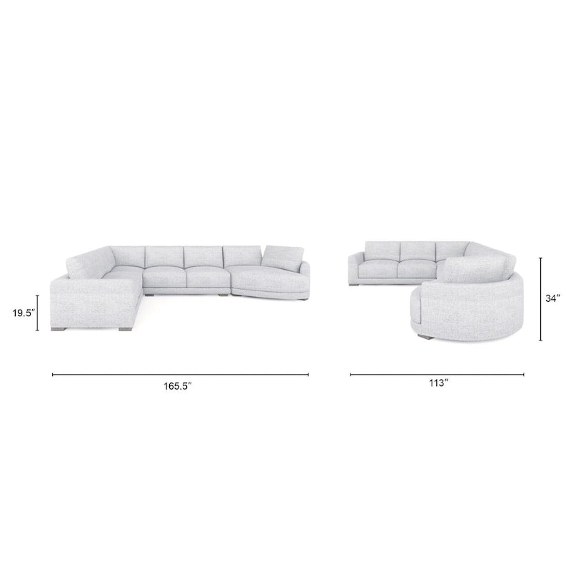 Laguna 165.5  L-Shape Modular Sectional Sofa with Chaise Lounge