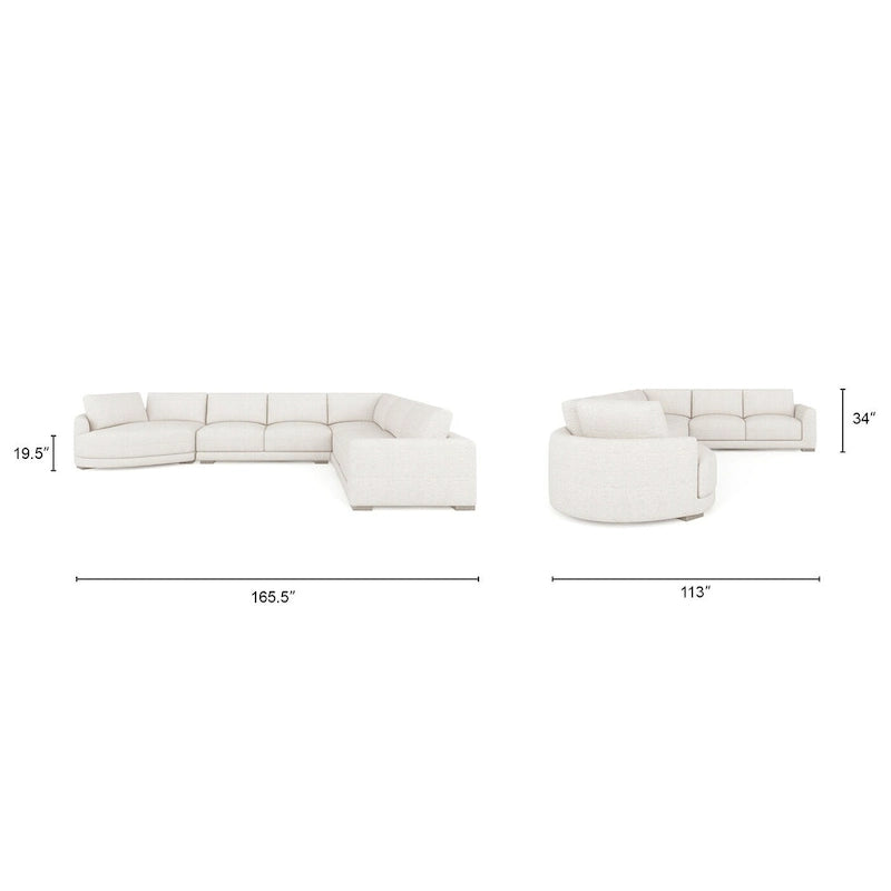 Laguna 165.5  L-Shape Modular Sectional Sofa with Chaise Lounge