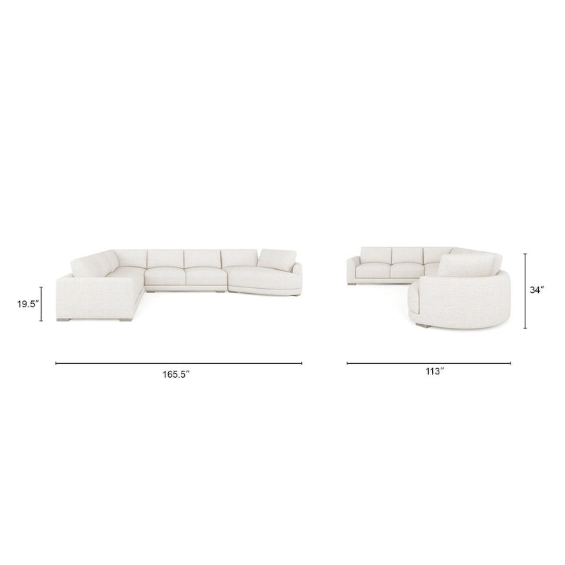 Laguna 165.5  L-Shape Modular Sectional Sofa with Chaise Lounge