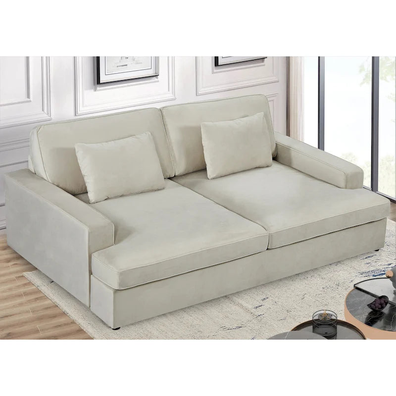 94.49 W Velvet Square arms Oversized Sofa / twin-sized Sofa Bed