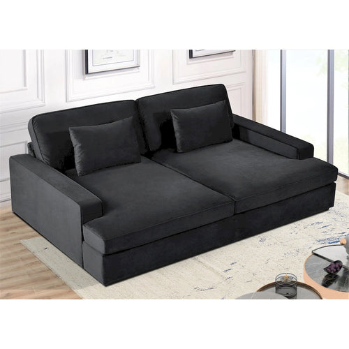 94.49 W Velvet Square arms Oversized Sofa / twin-sized Sofa Bed