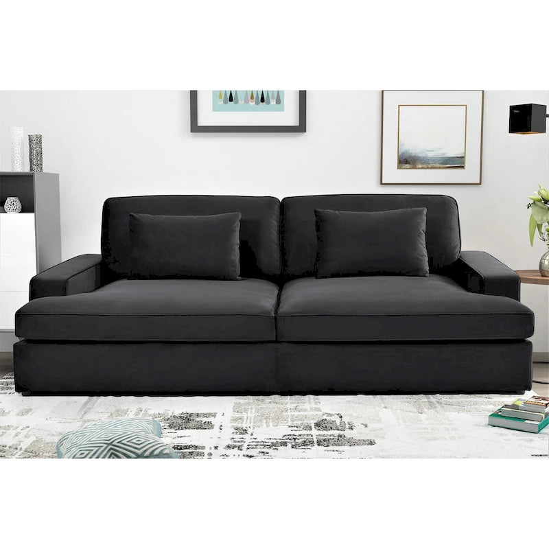 94.49 W Velvet Square arms Oversized Sofa / twin-sized Sofa Bed