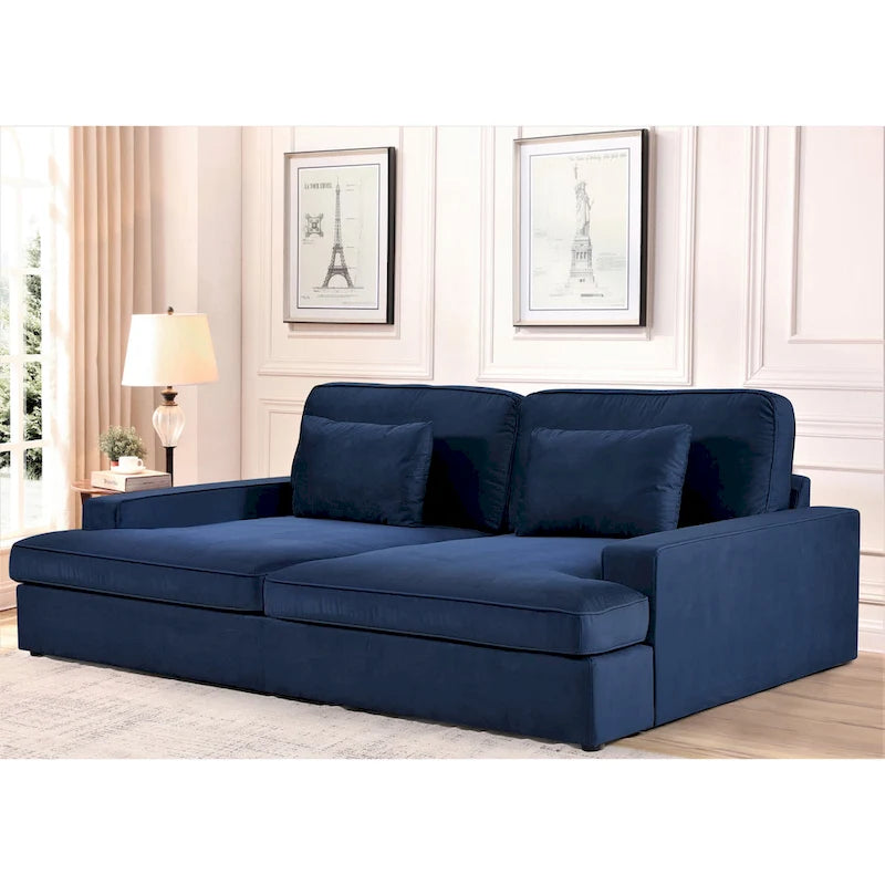94.49 W Velvet Square arms Oversized Sofa / twin-sized Sofa Bed
