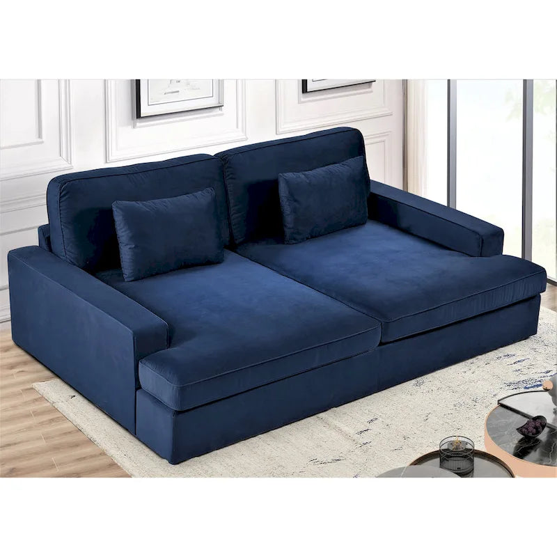 94.49 W Velvet Square arms Oversized Sofa / twin-sized Sofa Bed