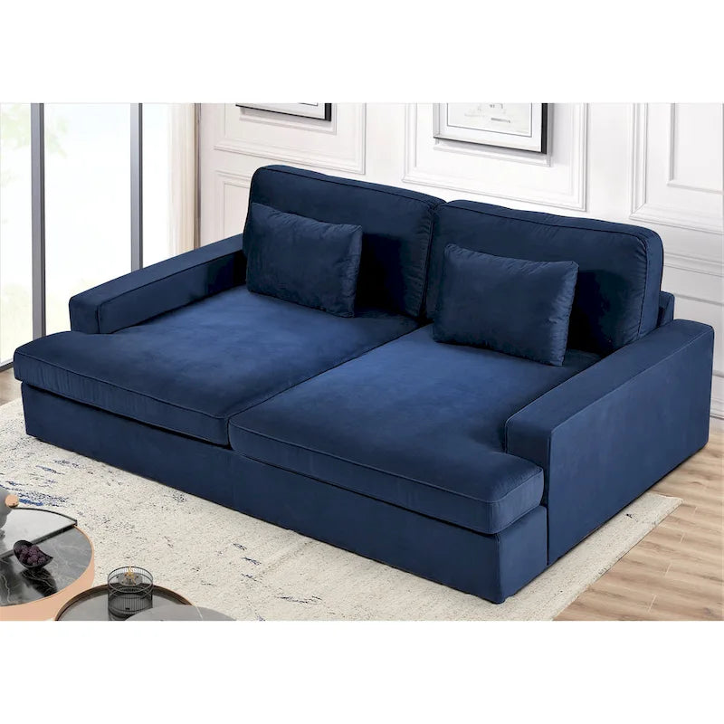 94.49 W Velvet Square arms Oversized Sofa / twin-sized Sofa Bed