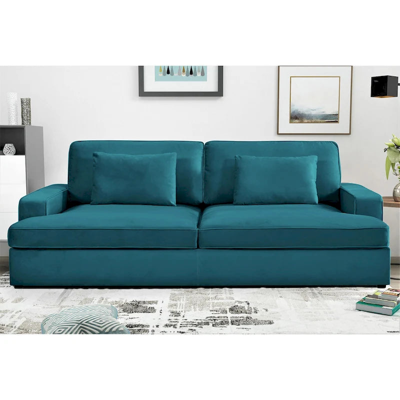 94.49 W Velvet Square arms Oversized Sofa / twin-sized Sofa Bed