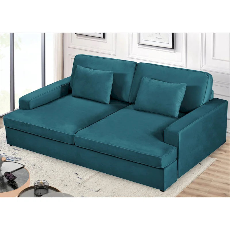94.49 W Velvet Square arms Oversized Sofa / twin-sized Sofa Bed