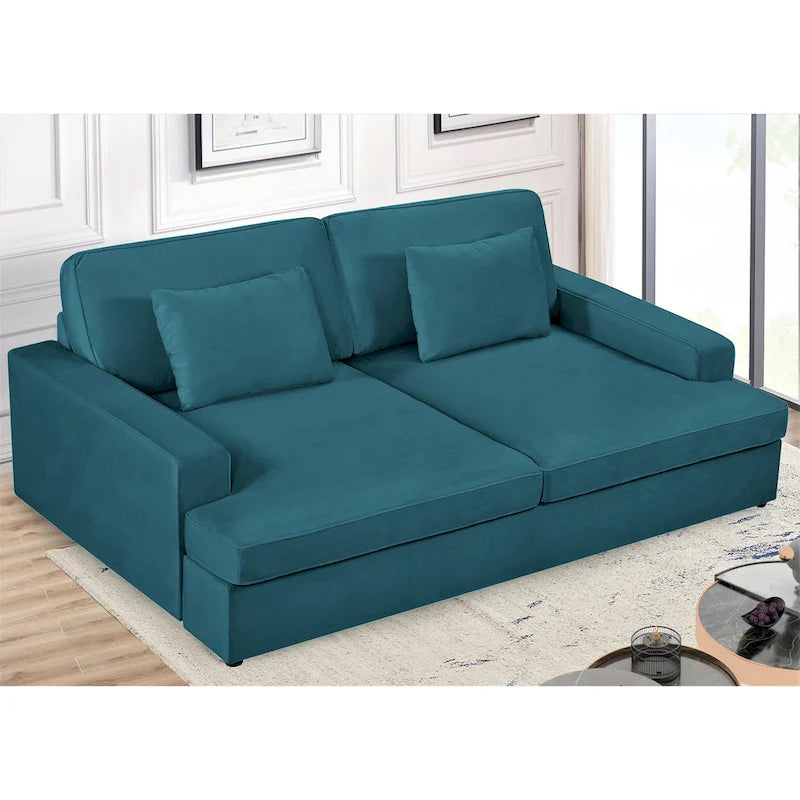 94.49 W Velvet Square arms Oversized Sofa / twin-sized Sofa Bed