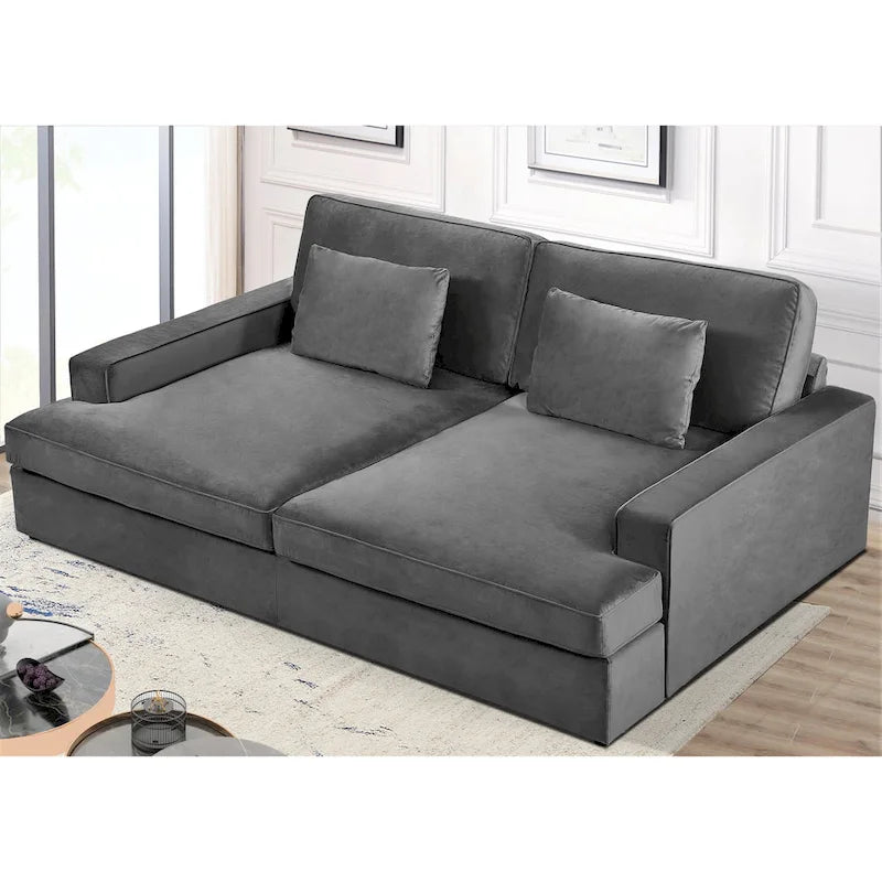 94.49 W Velvet Square arms Oversized Sofa / twin-sized Sofa Bed
