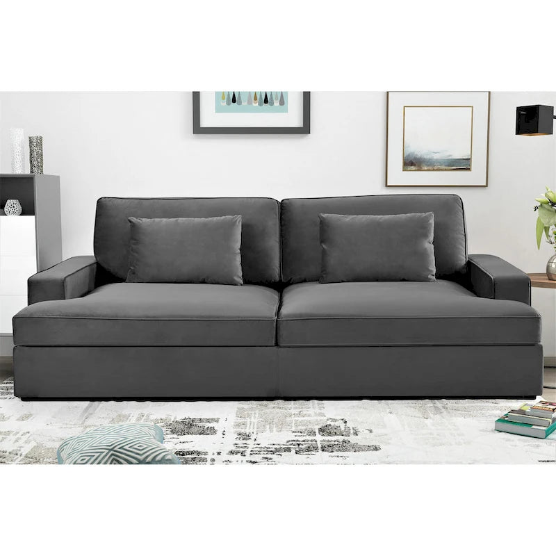 94.49 W Velvet Square arms Oversized Sofa / twin-sized Sofa Bed