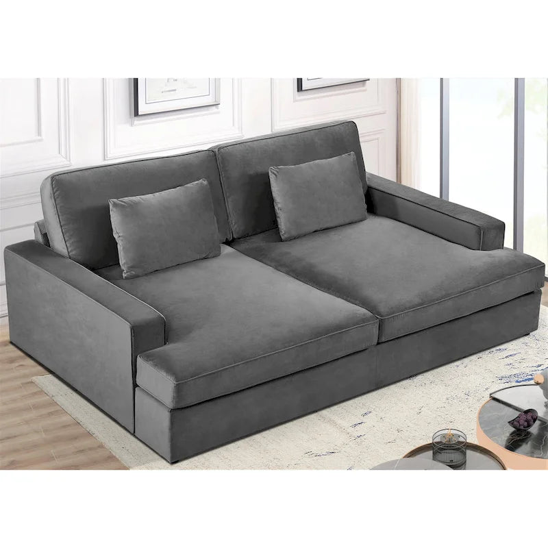 94.49 W Velvet Square arms Oversized Sofa / twin-sized Sofa Bed
