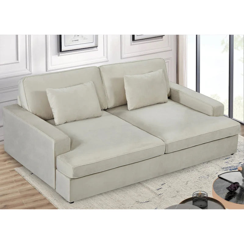 94.49 W Velvet Square arms Oversized Sofa / twin-sized Sofa Bed