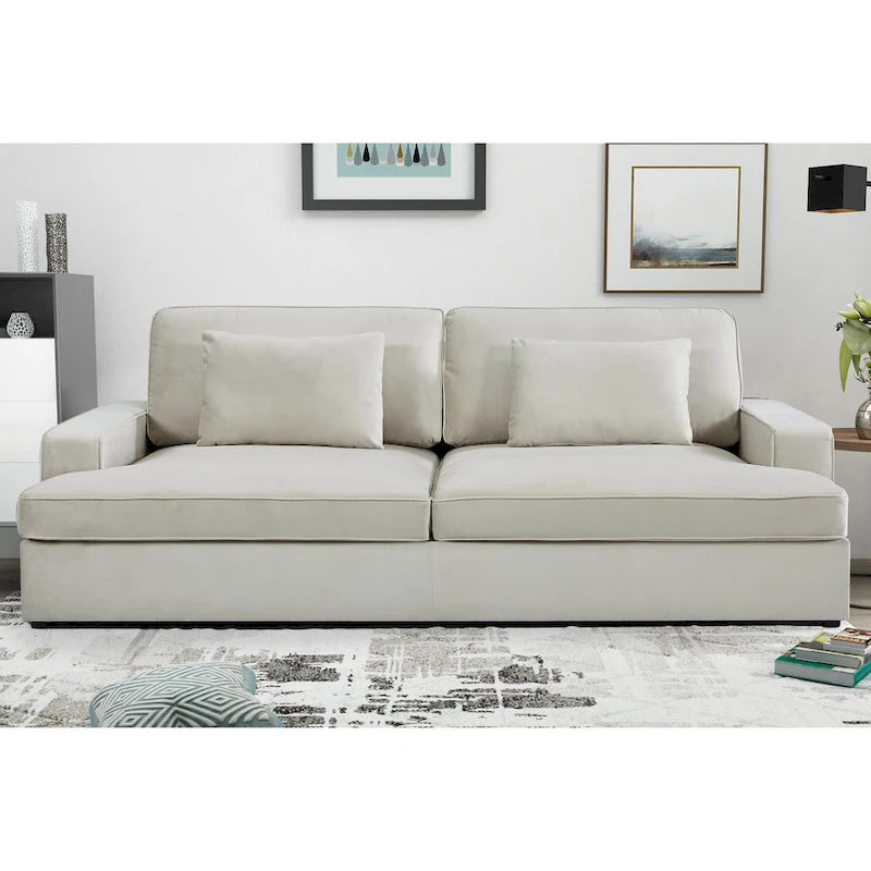94.49 W Velvet Square arms Oversized Sofa / twin-sized Sofa Bed