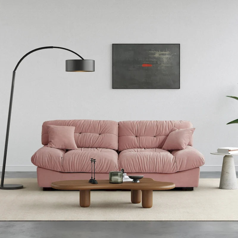 89  Modern Section Sofa with Arms Velvet Fabric Sofa For Living Room