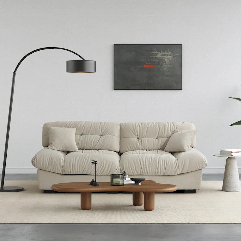 89  Modern Section Sofa with Arms Velvet Fabric Sofa For Living Room