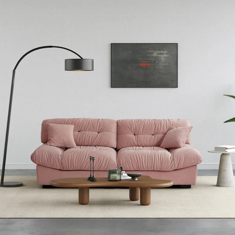 89  Modern Section Sofa with Arms Velvet Fabric Sofa For Living Room