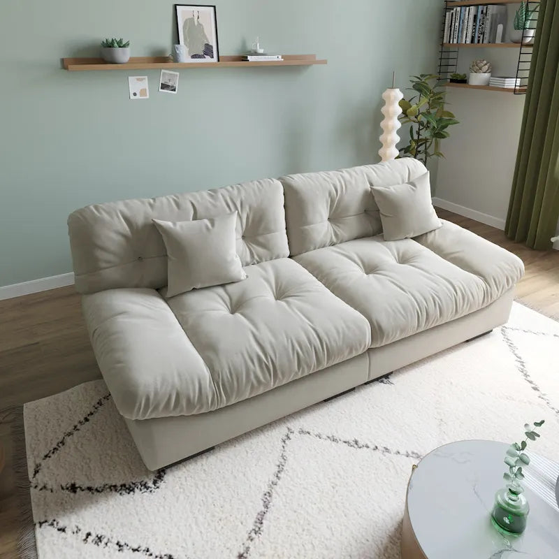 89  Modern Section Sofa with Arms Velvet Fabric Sofa For Living Room