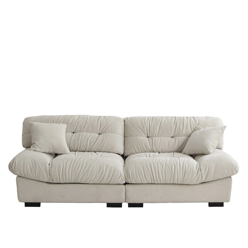 89  Modern Section Sofa with Arms Velvet Fabric Sofa For Living Room