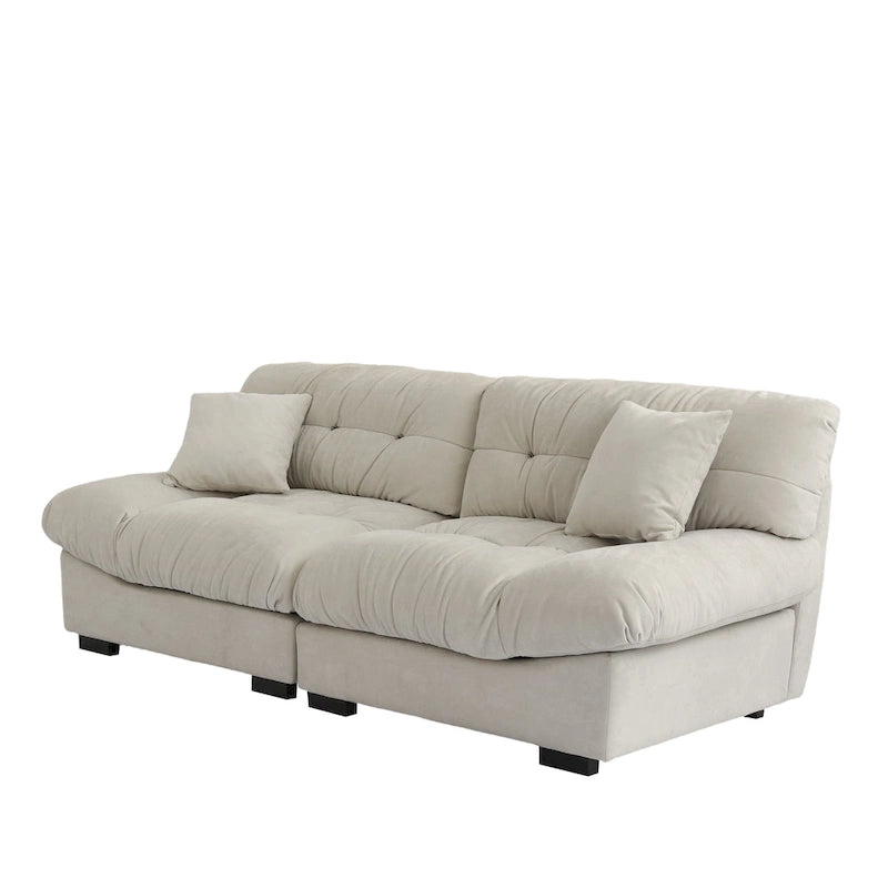 89  Modern Section Sofa with Arms Velvet Fabric Sofa For Living Room