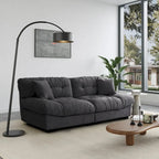 89  Modern Section Sofa with Arms Velvet Fabric Sofa For Living Room