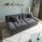 89  Modern Section Sofa with Arms Velvet Fabric Sofa For Living Room