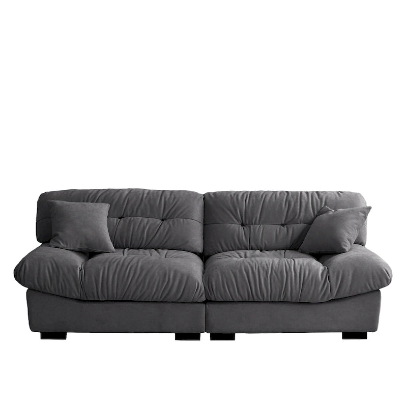 89  Modern Section Sofa with Arms Velvet Fabric Sofa For Living Room