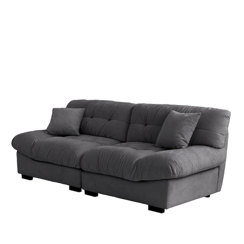 89  Modern Section Sofa with Arms Velvet Fabric Sofa For Living Room