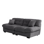 89  Modern Section Sofa with Arms Velvet Fabric Sofa For Living Room
