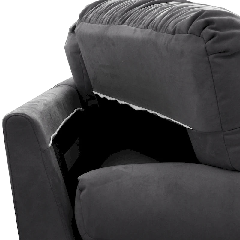 89  Modern Section Sofa with Arms Velvet Fabric Sofa For Living Room