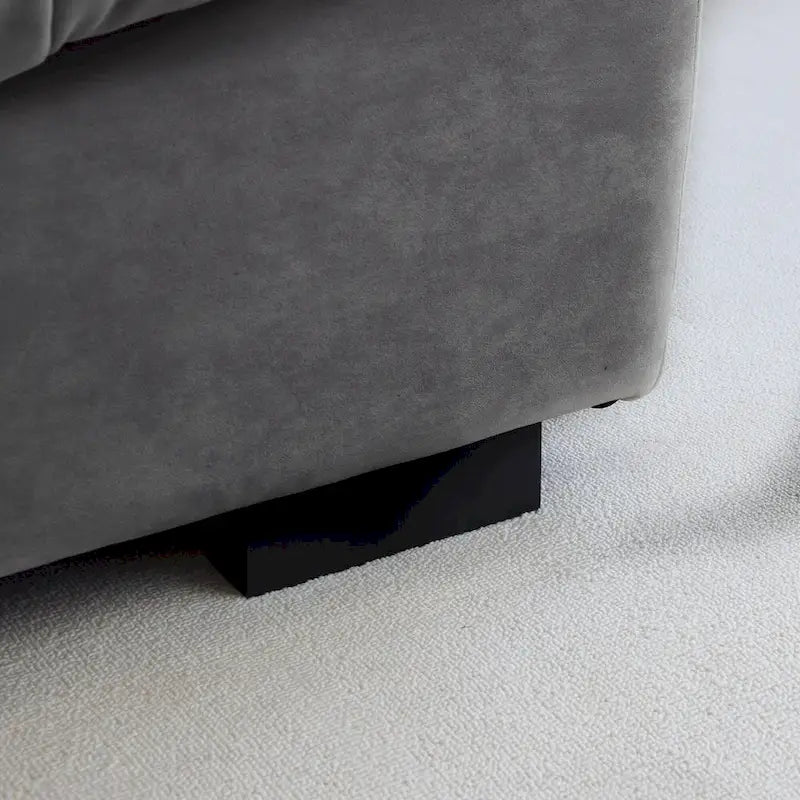 89  Modern Section Sofa with Arms Velvet Fabric Sofa For Living Room