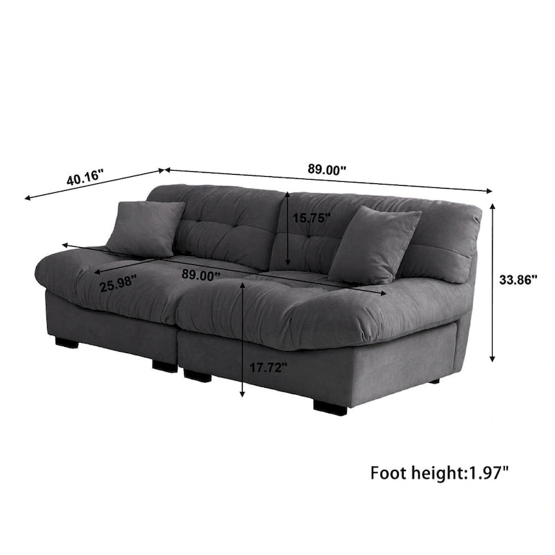 89  Modern Section Sofa with Arms Velvet Fabric Sofa For Living Room